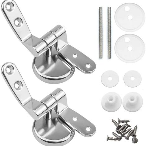 Ersatzbefestigungen für Toilettensitzscharniere, Toilettensitzscharniere, Zinklegierung, Holz-Toilettensitzscharniere, Harz-Toilettensitz-Set (2 Schnallen + Zubehör)