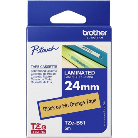 Nastro adesivo Brother TZE-B51 nero/arancione fluorescente (1/5)