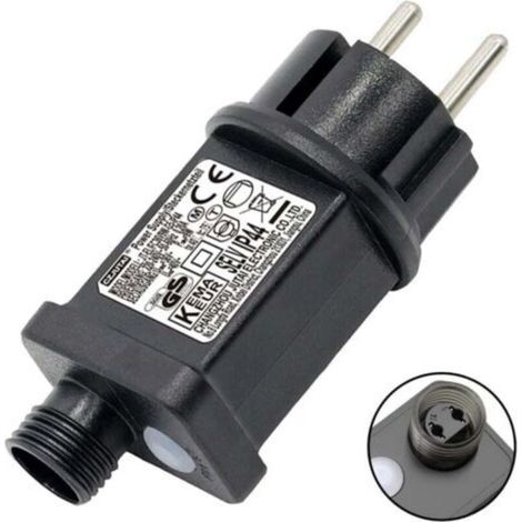 Clignoteur pour Guirlande lumineuse 31V 6W Prise Clignotante, 9 Modes Avec Fonction Minuterie, Étanche IP44 Transformateur LED pour Eclairage de jardin, Rideau Lumineux