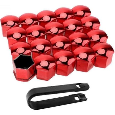 20 cache-écrous de roue, antirouille, argentés, 17 mm rouge, 21 mm rouge, 21 mm rouge (en option). (1/4)