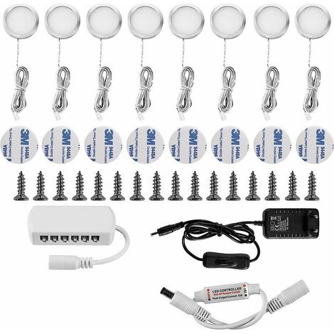 LED-Unterschrankleuchte, Unterschrankbeleuchtung, Vitrine, Einbaustrahler, 16 W, für Schrank, Möbel, Schrank, Küche, Kaltweiß 6000 K (8 Stück)