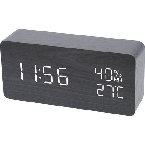 LED-Digitalwecker, LED-Uhr aus Holz, Wecker, Tischuhr, einstellbare Helligkeit, 3 Alarme, Temperatur-/Feuchtigkeitsanzeige, USB-Schnittstelle.