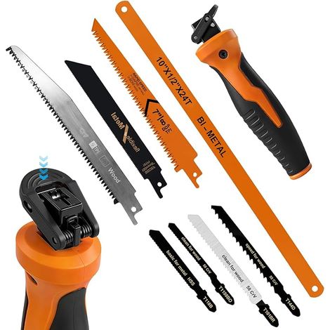 8 in 1 Hacksaw, Multifunctional Mini Hand Saw, Self-Locking Design & Ergonomic Handle, for Cutting Wood, Plastic and Plywood (1/5)