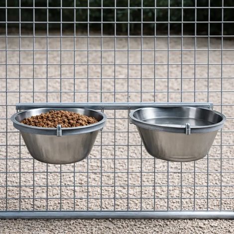 Mangeoire professionnelle double pour chenil acier galvanisé 2 X 2,5L (1/5)