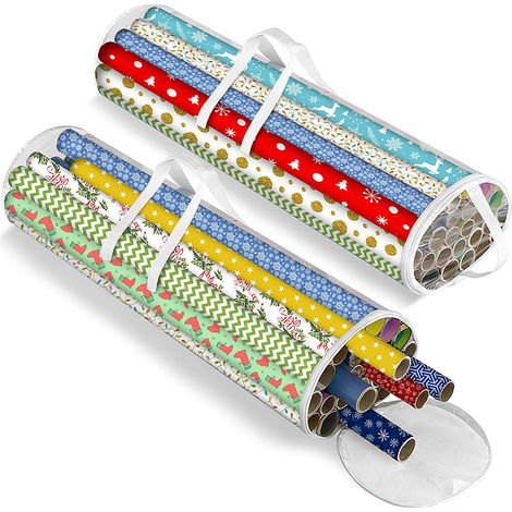 Lot de 2 boîtes de rangement pour papier cadeau avec poignées – Résistantes aux déchirures et imperméables (1/5)