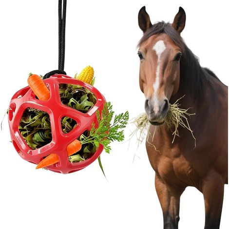 Ballon de foin suspendu pour cheval - Diamètre : 28 cm - Grande taille - Résistant à l'usure - Ne se déforme pas facilement - Pour ralentir l'alimentation, soulager le stress, les chevaux et les (1/5)