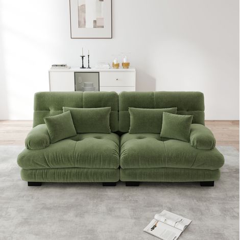Sofá esquinero para salón, 2 plazas, chenilla, verde HAVRYA (1/5)