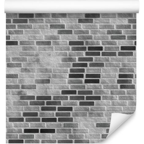 Carta da parati moderna grigia con effetto mattone 3D per soggiorno e camera da letto, 50x1000 (1/5)