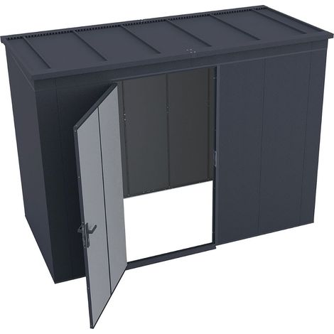 WEKA Gary Metallgerätehaus anthrazit 3,7 m² Gerätehaus aus Metall in Anthrazitgrau, Geräteschrank mit 0,7 mm Wandstärke Gartenhaus