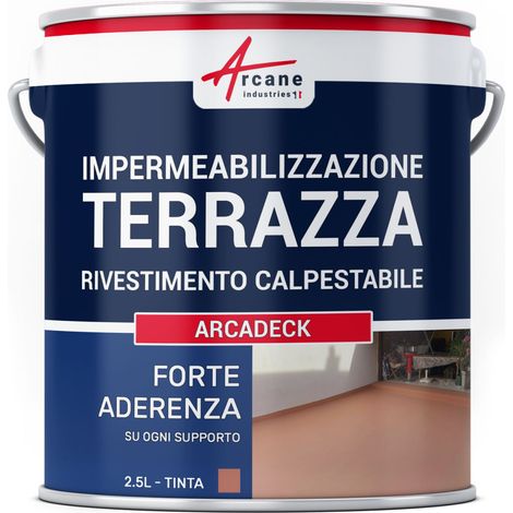 Guaina liquida calpestabile, Guaina per terrazzi calpestabile, impermeabilizzazione con ARCADECK - 2,5 L Tegola - ARCANE INDUSTRIES (1/5)