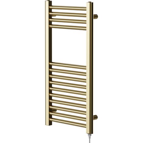 Colore Brushed Brass 800mm x 400mm Straight Electric Heated Towel Rail (1/5)