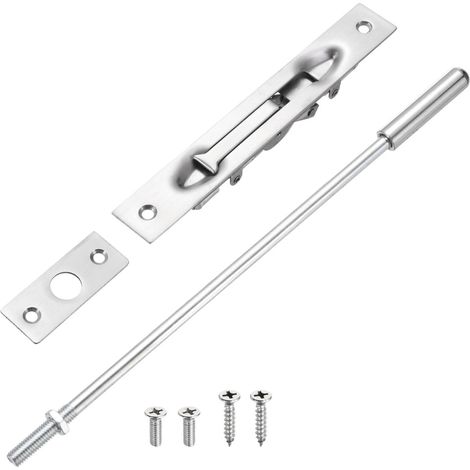 1 Pack Verrou En Applique Avec Tige, Verrou En Applique Pour Porte En Acier Inoxydable 12 Pouces, Verrou De Securite Cache Pour Portes Francaises Doubles, Portes Composites (1/5)