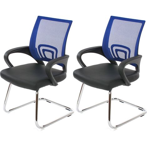 [NEUWERTIG] 2er-Set Konferenzstuhl Afragola, Besucherstuhl, Kunstleder MVG-zertifiziert blau
