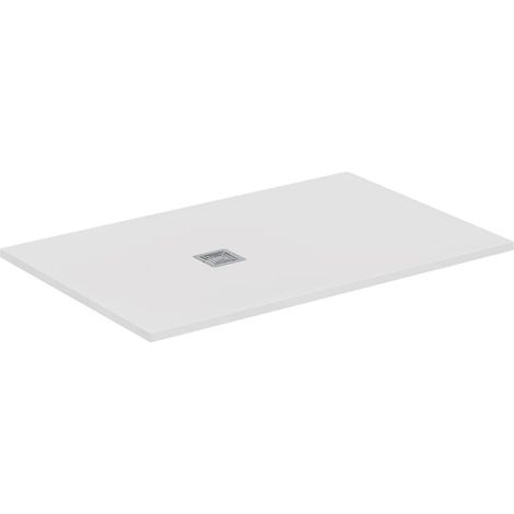 Ideal Standard - Ultra Flat S+, Piatto doccia rettangolare ultrasottile in resina effetto pietra, 140x90cm, Ideal Solid, Scarico lato corto, Bianco (1/3)