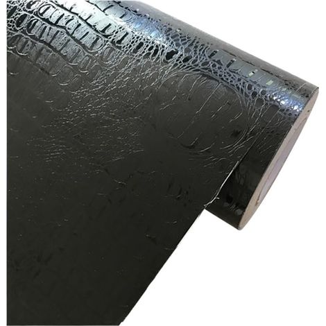HHF Autocollants Cuir Noir Grain Texture Vinyle Voiture Wrap (1/5)