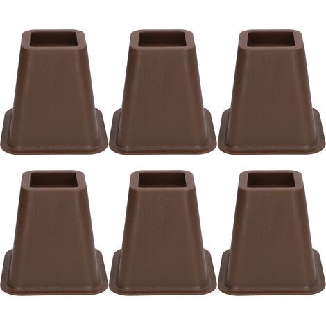 Lot de 6 rehausseurs de meubles en plastique antidérapants, imitation bois, pour lit, bureau, canapé, chaise ou machine à laver. (1/5)