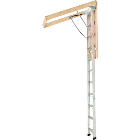 Klappbare, ausziehbare Aluminiumleiter, Tragkraft 170 kg, höhenverstellbar von 3 bis 3,13 m, für Deckenhöhen von 2,33 bis 3,12 m, bequemer Zugang und vielfältige Einsatzmöglichkeiten (1/5)