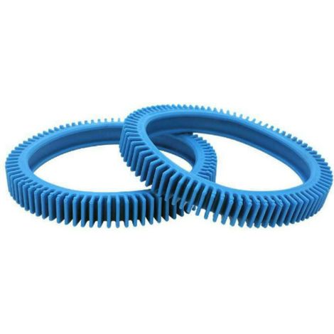 Lot de 2 Pneus cranté avec ergot pour robot piscine – Traction améliorée – Compatible modèles Victor – Roue arrière bleue