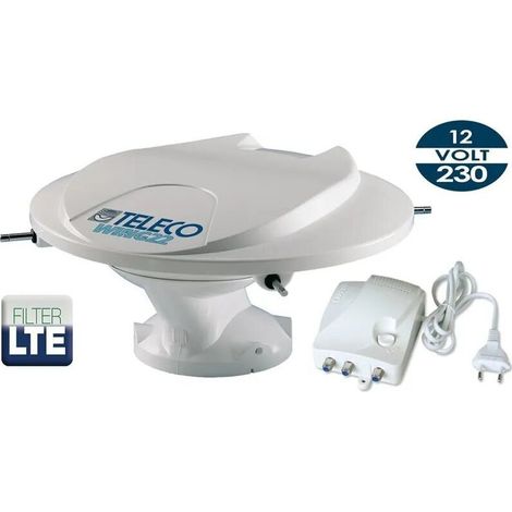 Antenne terrestre omnidirectionnelle 360° avec amplificateur 22 dB – Filtre LTE intégré – Câble coaxial 5m – Pour camping-car et fourgon – Teleco