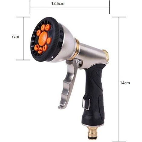 Metall-Bewässerungspistole, Hochdruck-Gartenspritzpistole, 9 einstellbare Bewässerungssprühmuster, zum Bewässern von Pflanzen, Reinigen von Gehwegen und Waschen von Autos (1/3)