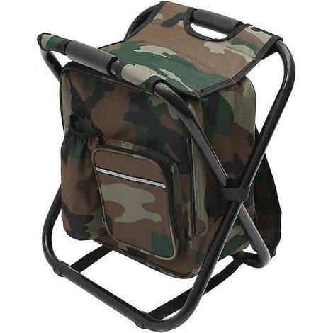 NOW 1 pc chaise de camping pliable sac à dos tabouret de pique-nique avec sac de pêche étanche sac à dos de randonnée avec siège tabouret portable en tissu oxford 600D Compatible avec (1/5)