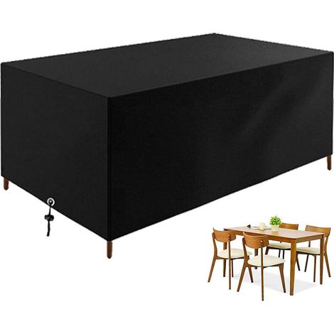 Housse Salon de Jardin, Housse de Table Jardin Rectangulaire, Housse de Meubles de terrasse, imperméable, Anti-UV, 210D Oxford pour extérieur/rotin avec Corde et Boucle Verrouillage 90x90x90cm (1/5)