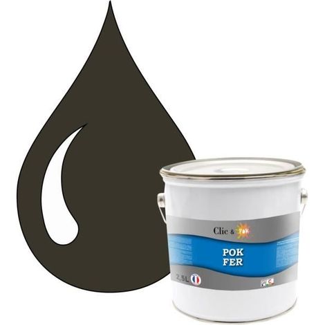 Peinture - POK - Fer Antirouille - Glycérophtalique - 2,5L - RAL 6008 Vert brun (1/4)
