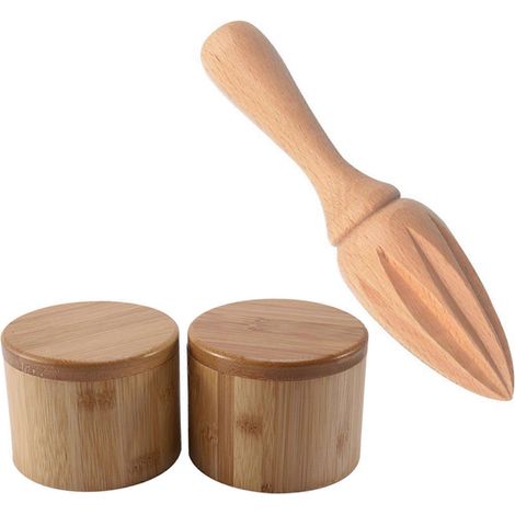 1 pièces bois presse citron mini extracteur avec 2 pièces rangement boxes sel boîte bois bamboo boîte de rangement (1/5)