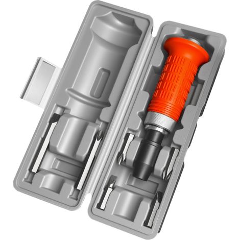 Tournevis à Impact Manuel 7 Pièces 169×32mm, Kit Embouts Plat et Phillips avec Boîtier de Rangement en Plastique Gris (1/4)