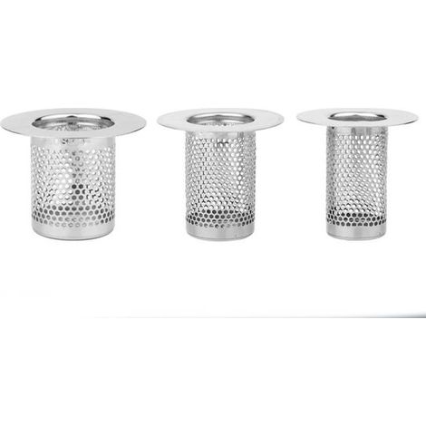 Bouchons d'évier - Bouchon de vidange pour baignoire - Argent - Acier inoxydable - Collecteur de cheveux - Bouchon de vidange pour évier - Lot de 3 (1/5)