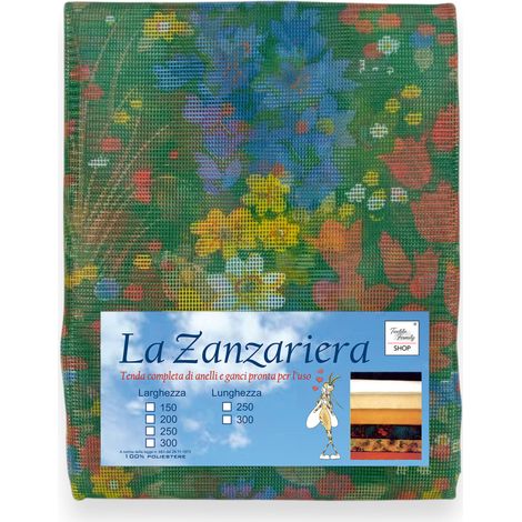 Tenda Zanzariera Floreale Verde 150x250 cm per Porta Finestra, Rete Anti Insetti 100% Poliestere con Occhielli e Ganci