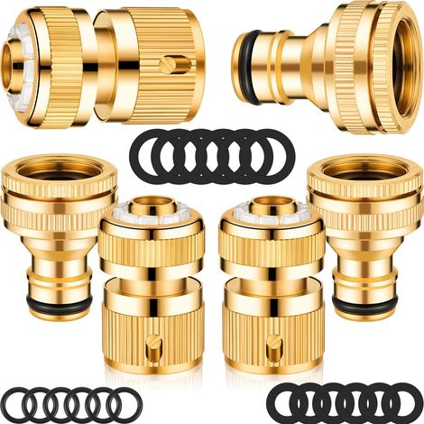 APEX Raccords de robinet en laiton en 6 pièces - Adaptateur de robinet 2 en 1 1/2 pouce et 3/4 pouce avec joints et rondelles d'étanchéité (1/5)