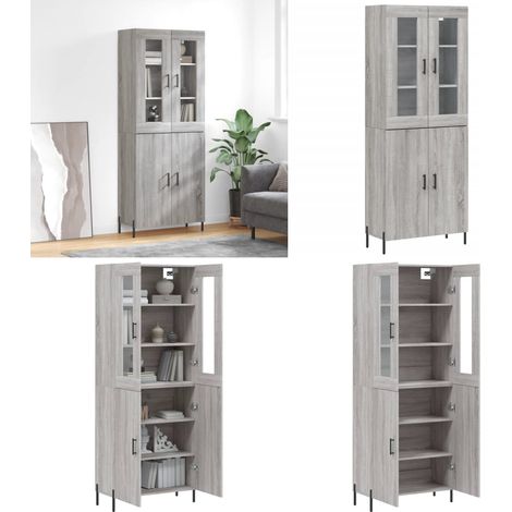 Highboard Grau Sonoma 69,5x34x180 cm Holzwerkstoff - Hochschrank - Sideboard - Wohnwand - Regal - Aufbewahrung - Home & Living (1/5)
