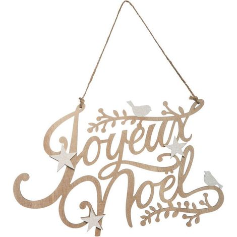 Décoration de Noël Joyeux "Bois" 37cm Naturel