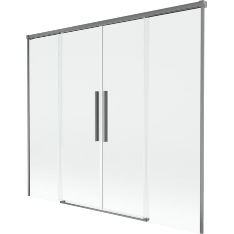 Mexen Rox paravento per vasca da bagno a 2 ante scorrevoli 180 x 150 cm, trasparente, metallo gun - 8C9-180-002-95-00