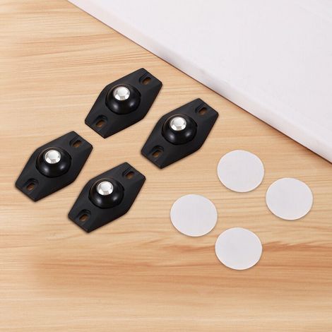 Perles d'acier noir (Pack de 4) mini roulettes de meubles petit - universel roulettes auto - adhésives 360 degrés rotation poulie à billes Mini meubles roulettes pivotantes (1/4)