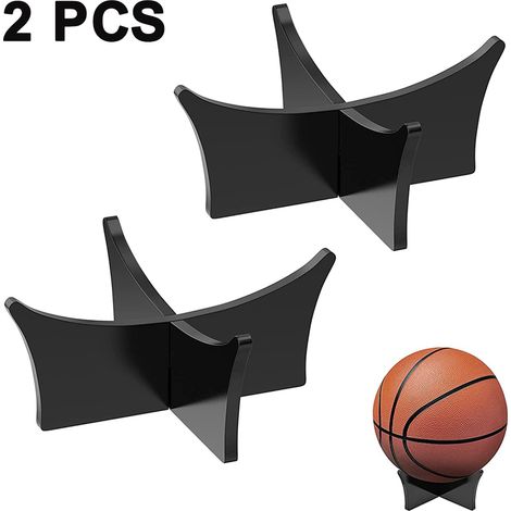 Lot de 2 supports pour ballons de basket-ball, de football, de volley-ball et de bowling. Présentoir en acrylique transparent. (1/5)