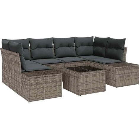 Maison Exclusive - Set Divano da Giardino con cuscino 7 pcs Grigio polyrattan