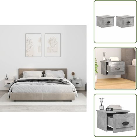 Tables de chevet murales 2 pcs gris béton 41,5x36x28 cm - Table De Chevet Murale - Meuble De Chevet Mural - Table De Chevet Flottante - Étagère Murale - Rangement Mural (1/5)