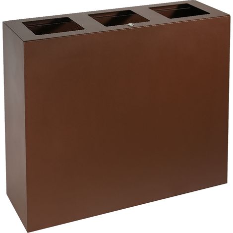 Pattumiera per Raccolta Differenziata 3 Scomparti Capacità 180 lt 90x30x80 cm in Acciaio Corten (1/5)
