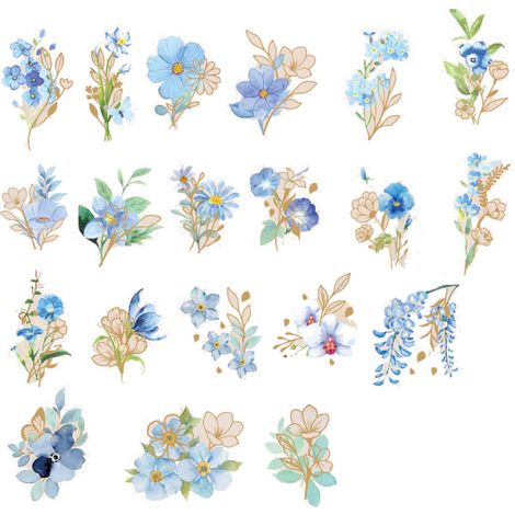 Autocollants fleurs vintage pour scrapbooking, adhésifs waterproof, décoration florale album, lot stickers botaniques. (1/5)