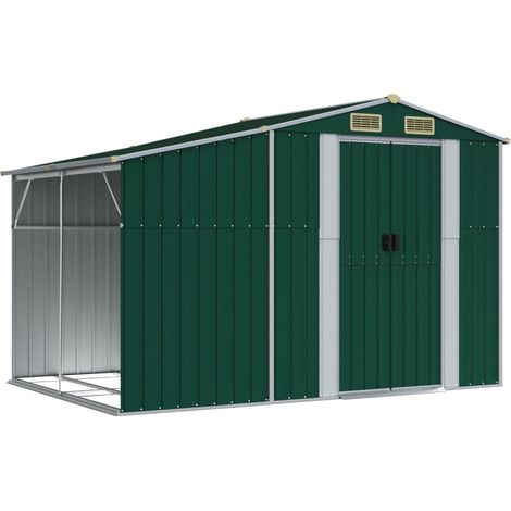 vidaXL Gartenhaus grün 277x192,5x179 cm aus galvanisiertem Stahl