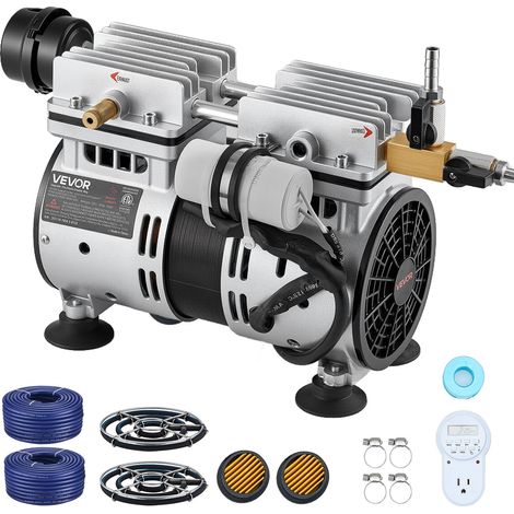 Aérateur de Bassin 590 W Système d'Aération Lac de 1,2 hectare Pompe à Air Étang Extérieure pour Circulation Oxygène en Eau Profonde, avec Compresseur Air, 2 Diffuseurs, 2 Tuyaux Lestés 30,5 m (1/5)