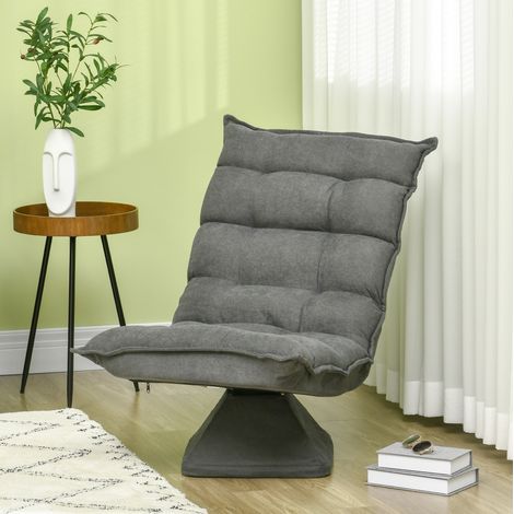 Poltrona da pavimento girevole reclinabile grigia OKMYHOME (1/5)