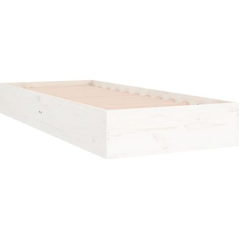 Vidaxl – Cadre de lit blanc en bois massif 75x190 cm – Lattes en contreplaqué – Stable et robuste – Pour petits espaces (1/5)