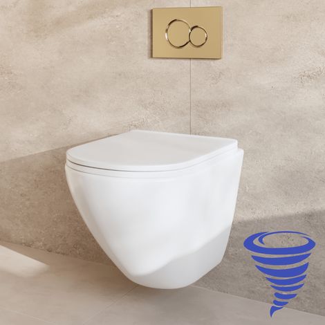 LOMAZOO Pack WC suspendu avec réservoir encastré rond blanc - (1/5)