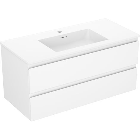 Mexen Orio mobile da bagno 100 cm con lavabo Otis, 2 cassetti, bianco opaco - 91A10-10047-2-BFF01-W18M01 (1/5)