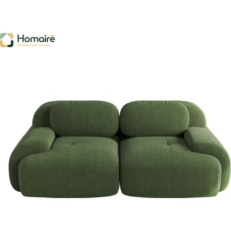Canapé modulable en velours côtelé vert avec accoudoirs 208 x 103 x 75 cm HOMAIRE (1/4)