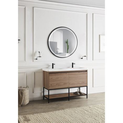 Spiegel Beleuchtetes Badezimmer "Alemania" Ø90Cm WeißKühl/Tag/Warmweiß Sensor Demister/On-Off Dimmbar Rahmen [LIMEX-ALEM005/90NG (LIMEX-ALEM005/90NG) (1/4)