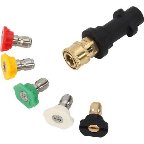 Adattatore per idropulitrice per Karcher K2-K7, si collega a un attacco rapido da 1/4", con 5 ugelli per idropulitrice (1/4)